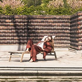 Chaise longue de jardin Shelly réglable, aluminium, beige