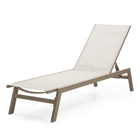 Chaise longue de jardin Shelly réglable, aluminium, beige