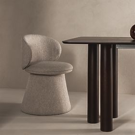 Chaise pivotante Chamil beige-gris, arrondie