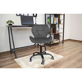 Chaise pivotante de bureau avec dossier large en velours gris foncé