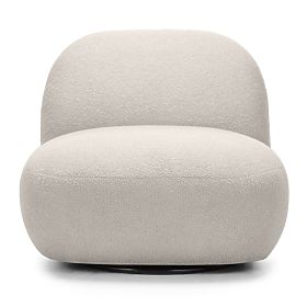 Chaise pivotante Mikado, beige clair, bouclé, formes arrondies