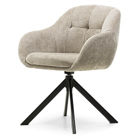 Chaise pivotante Santos beige clair/pieds noirs, lectus