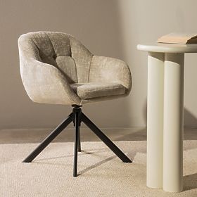 Chaise pivotante Santos beige clair/pieds noirs, lectus