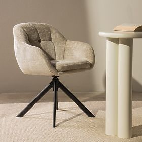 Chaise pivotante Santos beige clair/pieds noirs, lectus