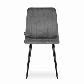 Chaise rembourrée 4 pièces - velours gris foncé, LEOBERT