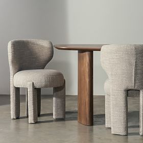 Chaise rembourrée Elaine beige, forme arrondie, lectus