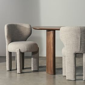 Chaise rembourrée Elaine beige, forme arrondie, lectus