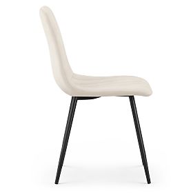 Chaise rembourrée en velours avec coutures Beige LIVO Pieds noirs