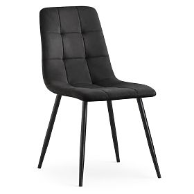 Chaise rembourrée en velours avec surpiqûres Noir NERO Pieds noirs