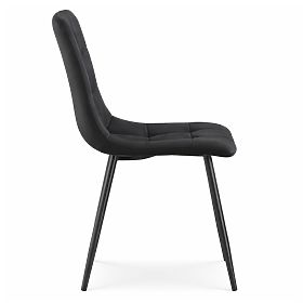 Chaise rembourrée en velours avec surpiqûres Noir NERO Pieds noirs