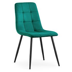 Chaise rembourrée en velours avec surpiqûres Vert bouteille NERO Pieds noirs