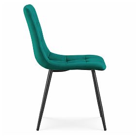 Chaise rembourrée en velours avec surpiqûres Vert bouteille NERO Pieds noirs