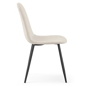 Chaise rembourrée en velours matelassé Beige LUMO Pieds noirs
