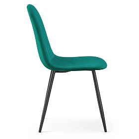 Chaise rembourrée en velours matelassé Vert Bouteille LUMO Pieds Noirs