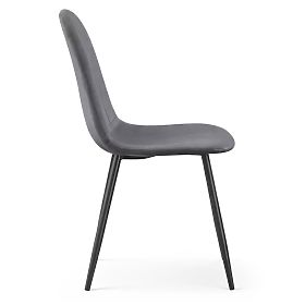 Chaise rembourrée en velours matelassée Graphite Foncé LUMO Pieds Noirs