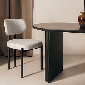 Chaise rembourrée Flare, beige/pieds noirs, lectus