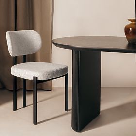 Chaise rembourrée Flare, beige/pieds noirs, lectus