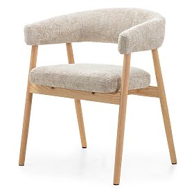 Chaise rembourrée Giovani, beige/bois de chêne, arrondie, lectus