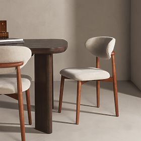 Chaise rembourrée Merano beige/noyer clair