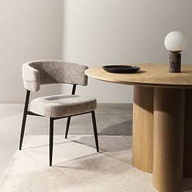 Chaise rembourrée Rosario beige/pieds noirs