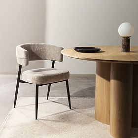 Chaise rembourrée Rosario beige/pieds noirs