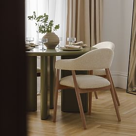 Chaise rembourrée Sorrento, beige, boucle/noyer clair