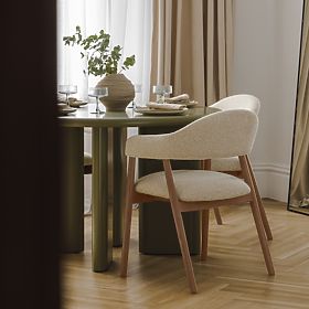 Chaise rembourrée Sorrento, beige, boucle/noyer clair, lectus