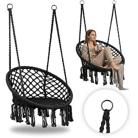 Chaise suspendue boho balançoire de jardin noire MultiGarden