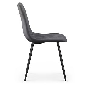 Chaises en velours capitonnées Graphite Foncé LIVO Pieds Noirs