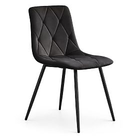 Chaises en velours capitonnées noires MILO Pieds noirs