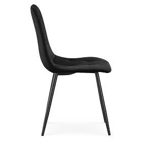 Chaises en velours capitonnées noires MILO Pieds noirs