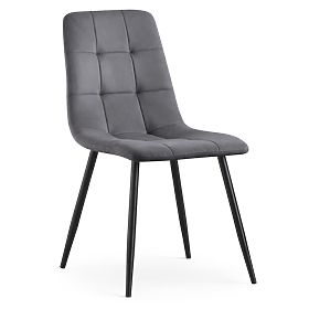 Chaises rembourrées en velours matelassé Graphite Foncé NERO Pieds Noirs