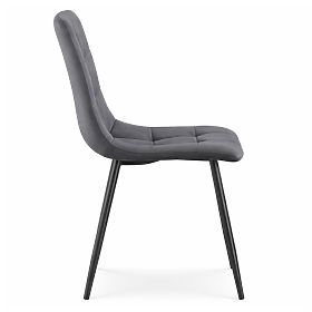 Chaises rembourrées en velours matelassé Graphite Foncé NERO Pieds Noirs