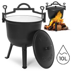 Chaudière en fonte émaillée 10L pot de chasse debout foyer barbecue MultiGarden