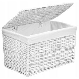 Coffre en osier 105L 66x40x40 cm blanc