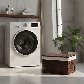 Coffre en osier 65L 56x34x34 cm marron