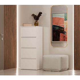 Commode ALMA BLANC Armoire 4 Portes 4 Étagères
