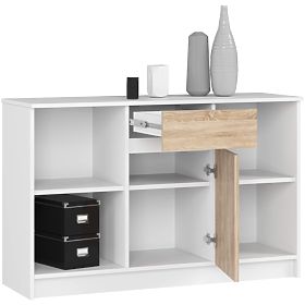 COMMODE B-17 120 cm 1 TIROIR 1 PORTE PK BLANC / SONOMA