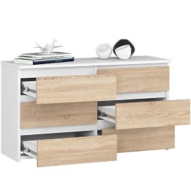 COMMODE CL100 6TIROIRS BLANC / CHÊNE SONOMA