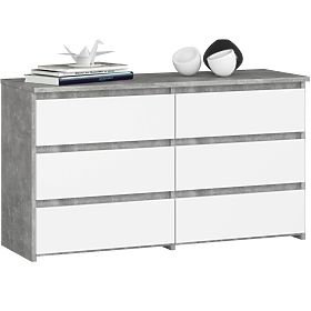 COMMODE CL100 6TIROIRS PK BÉTON / BLANC