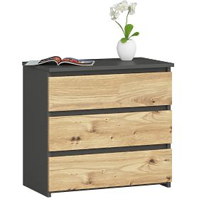 COMMODE CL3 3TI CLP PK GRIS GRAPHITE / CHÊNE ARTISAN