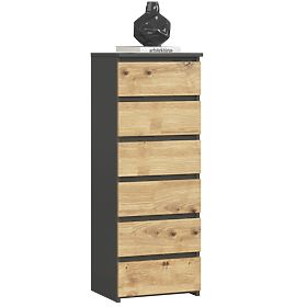 COMMODE CL6 PK GRIS GRAPHITE / CHÊNE ARTISAN