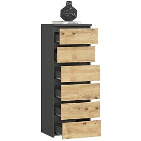 COMMODE CL6 PK GRIS GRAPHITE / CHÊNE ARTISAN