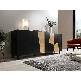 COMMODE ETNA noir mat/noir mat/chêne craft, Halmar