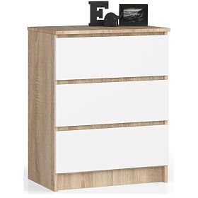 COMMODE K 60 cm 3 TIROIRS PK SONOMA / BLANC