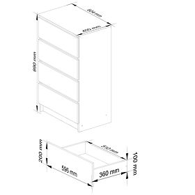 COMMODE K 60 cm 4 TIROIRS PK BLANCHE
