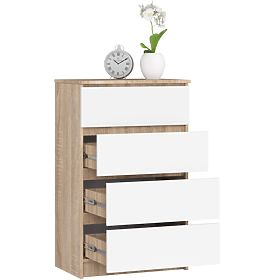 COMMODE K 60 cm 4 TIROIRS PK SONOMA / BLANC