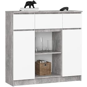 COMMODE K100 2D 3T 1P PK BÉTON / BLANC