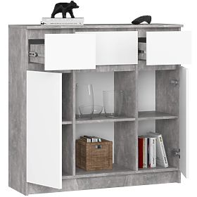 COMMODE K100 2D 3T 1P PK BÉTON / BLANC