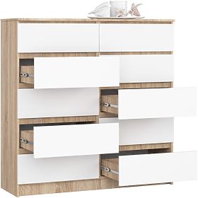 COMMODE K120 10TIROIRS CLP PK CHÊNE SONOMA / BLANC